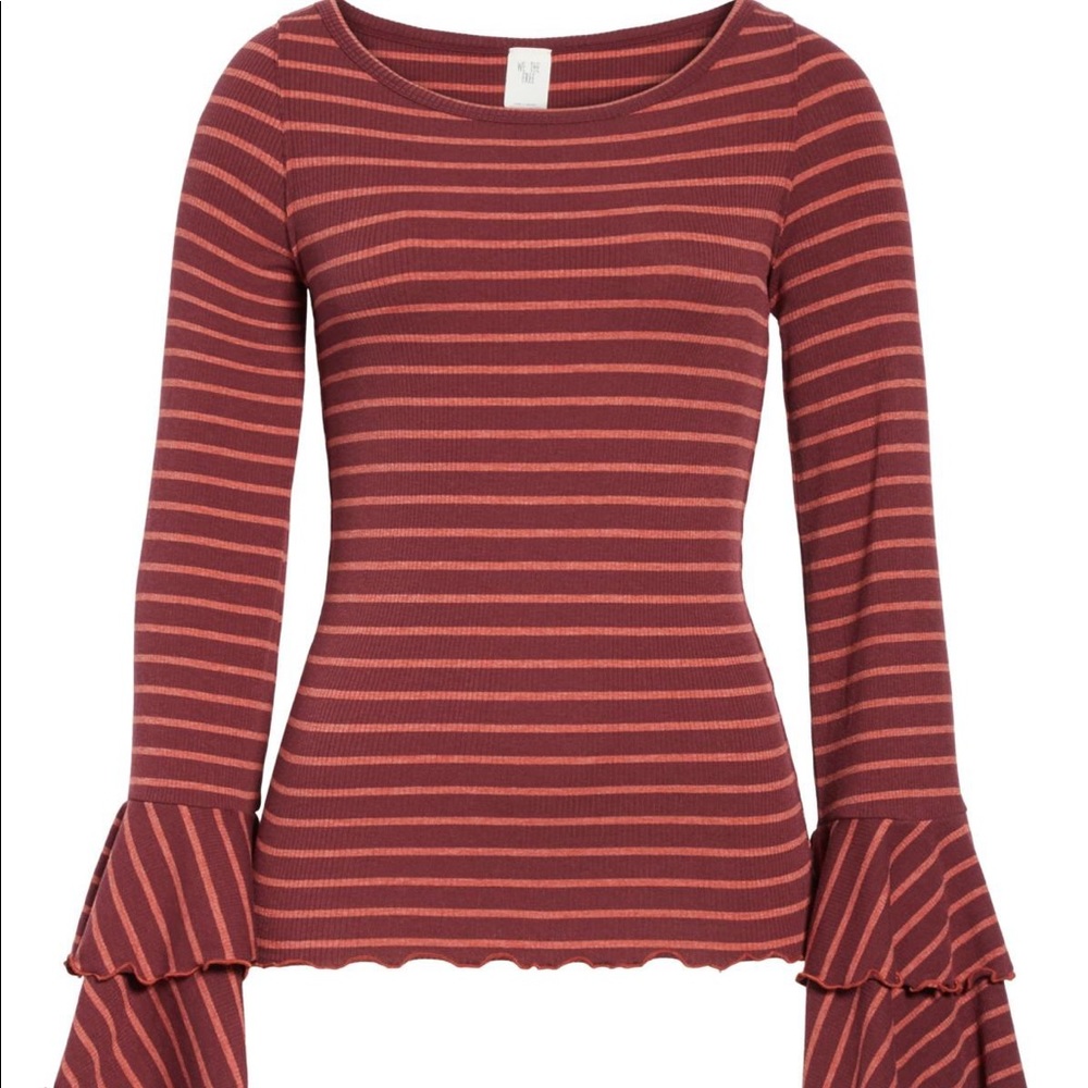*SOLD*Free People ribbed stripe bell sleeve shirt.
